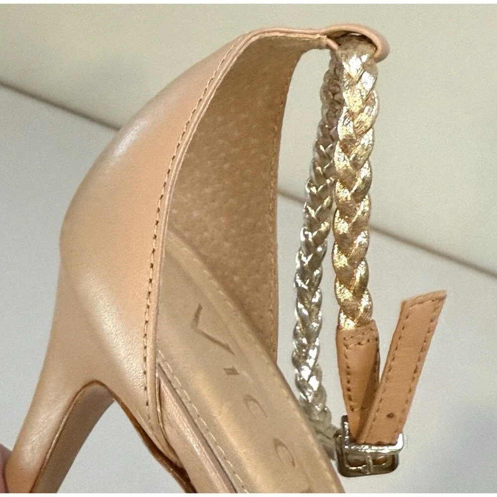 Vicenza Womens Strappy Heel Leather Sandals US 8 Sand Stiletto Sexy